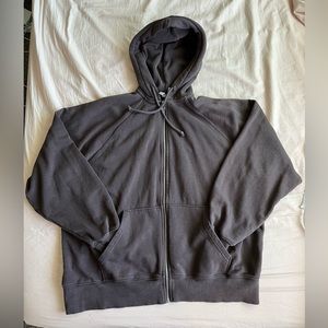 oversized brown zip up hoodie